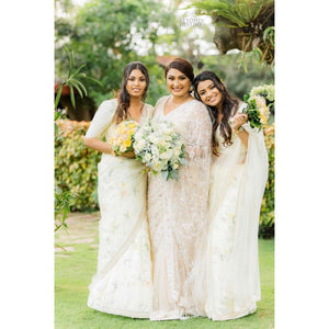 Niroga Custom Mix Bridal Saree | Cream White