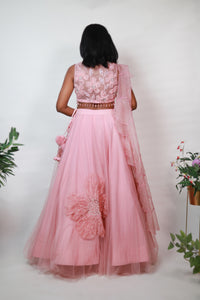 Ava Patchwork Lehenga | Baby Pink