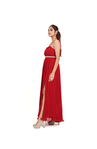 Holly Beaded Slit Dress | Red