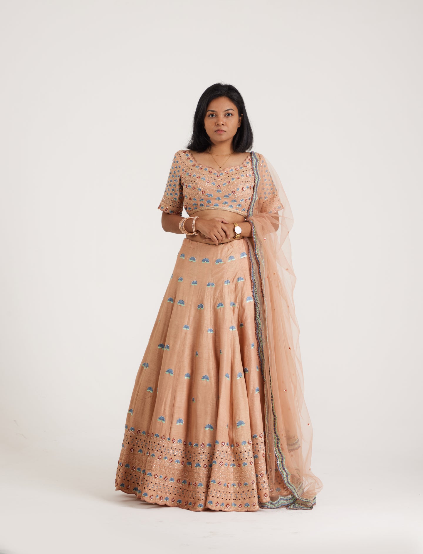 Shanaya Gota lehenga | Peach