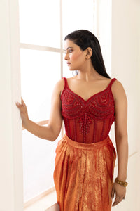 Ruby Embellished Corset | Ruby Red (2 Piece Set)