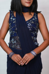 Luna Drape Saree | Navy Blue