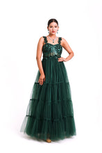 Load image into Gallery viewer, Allora Tulle Sequin Gown | Green
