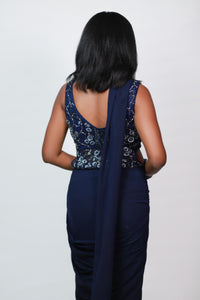 Luna Drape Saree | Navy Blue