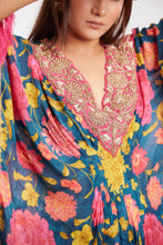 Load image into Gallery viewer, Lilah Kaftan | Printed Floral | Dabka Work
