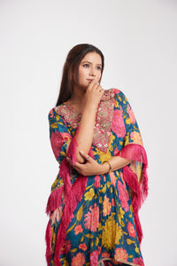 Lilah Kaftan | Printed Floral | Dabka Work