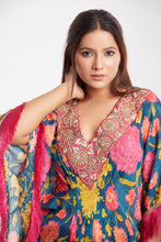 Load image into Gallery viewer, Lilah Kaftan | Printed Floral | Dabka Work
