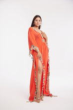 Load image into Gallery viewer, Yasmin Kaftan | Burnt Orange | Dabka Work
